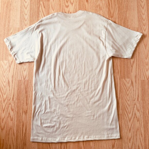 Leopard Petal Flower Graphic Tee Size L Creamy Beige Cotton Top Zuni Sportswear - Picture 3 of 7